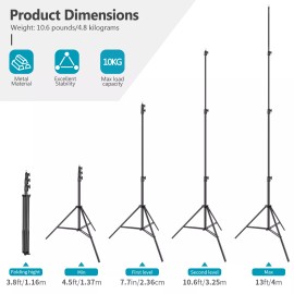 Neewer Heavy-Duty Light Stand 13 Feet Spring Cushioned Tripod Stand Light Stand