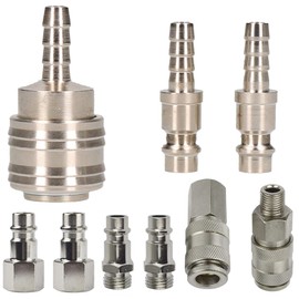 Euro Air Hose Connector Fitting Quick Release Pack Threaded & Hose Tail Barb