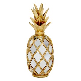 Deco 79 Glass Fruit Pineapple Sculpture with Mirror Accents, 5" x 5" x 15", Gold