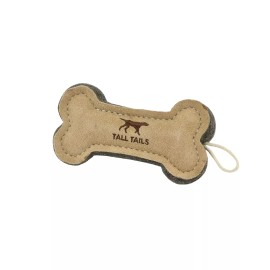 Tall Tails Brown Leather Dog Fetch Toy for Small Dogs 6 Inches Tug Interactive Play