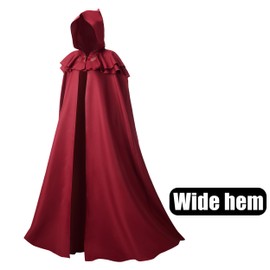 Regenboog Hooded Renaissance Cape for Women Men,Adult Medieval Cloak,Viking Cloak with Viking Sword Necklace, Red, 59inch/150cm