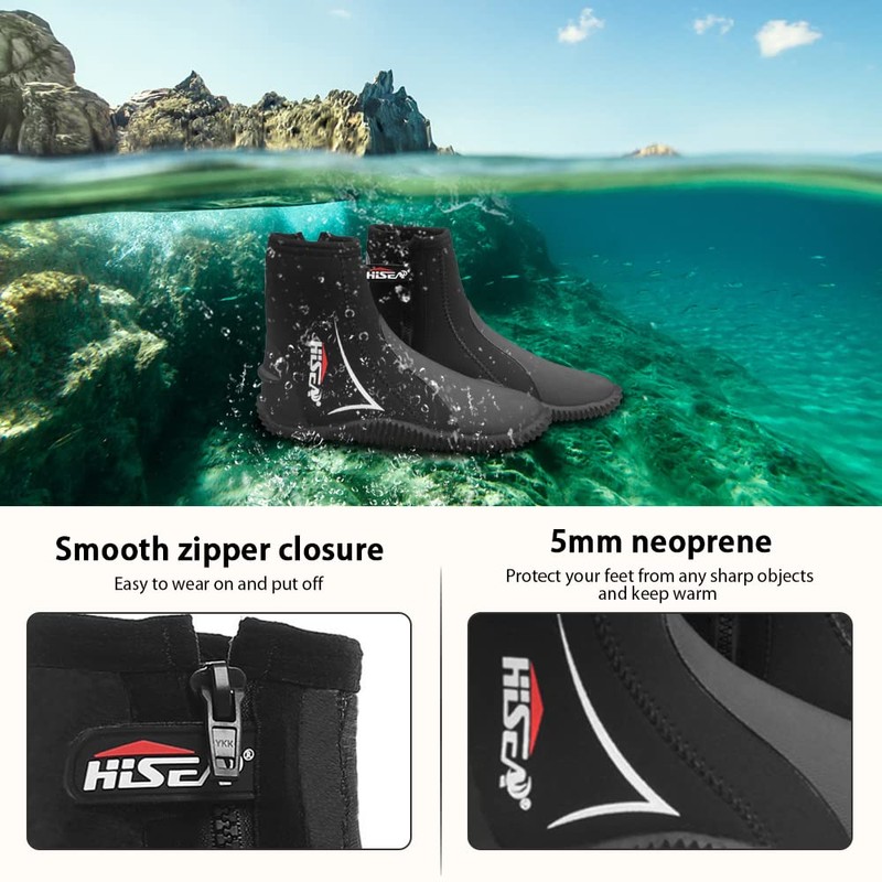 Nurdo 5mm Neoprene Dive Boots Wetsuit Boots with Side Zipper