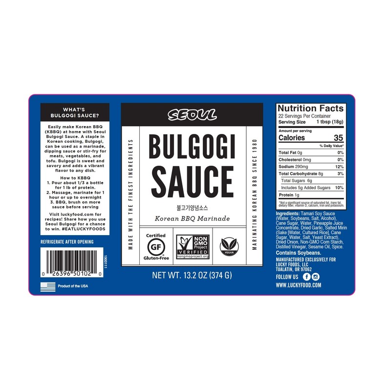 Lucky Foods, Korean BBQ Bulgogi Sauce, 13.2 Ounce