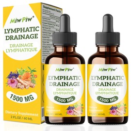 Miw Piw Lymphatic Drainage Drops Pack 2 - Herbal Cleanse Support with Echinacea, Dandelion, Burdock Root - Immunity & Circulation, Sugar Free, Natural Flavor, Non GMO