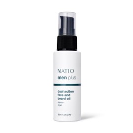 Natio Australia Men Plus Dual Action Face and Beard Oil 30ml - Jojoba, Argan & Sweet Almond Oil - Softening, Fast Absorbing & Nourishing - Made in Australia