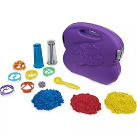 Kinetic Sand Sandwhirlz Playset with 3 Colors of Sand 2lbs 10 Tools Natural Sand