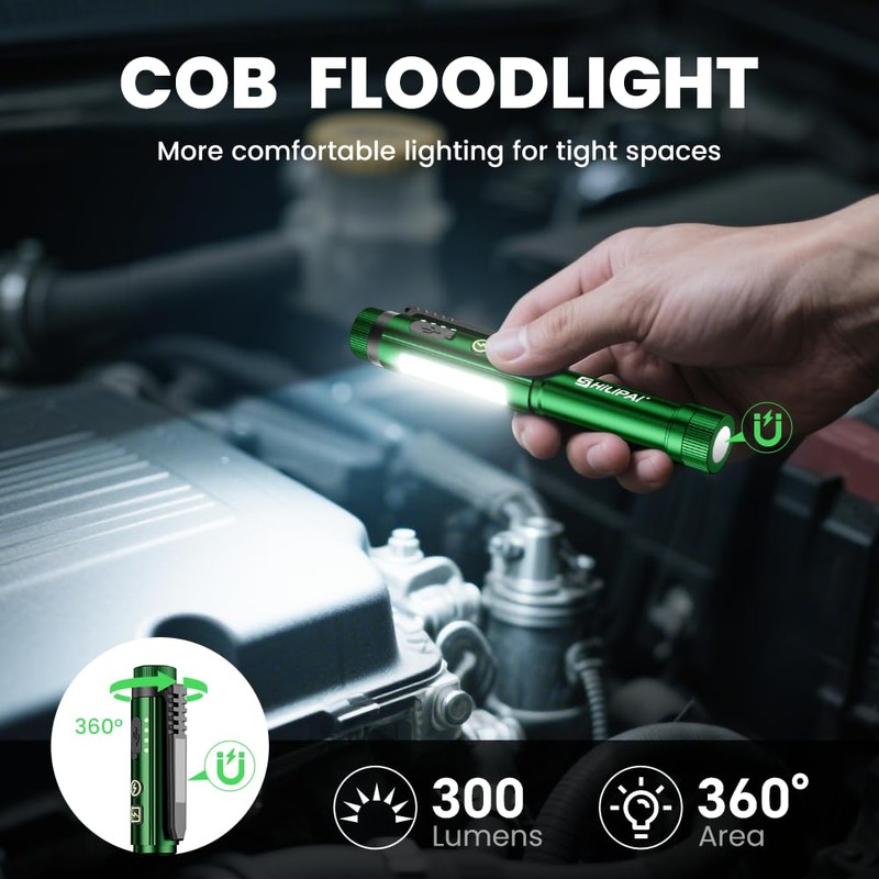 SHiLiPAi Magnetic Rechargeable Pen Light - 600 Lumen Dimmable EDC