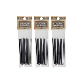 Hair pins 2 1/2” Inch Straight 3 Packs (36 pins) Stainless Steel SILVER Heavy Duty Snagless Handmade use Hairpins instead of Bobby Pins for Wedding/Bridal Up-do's