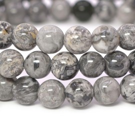 Justinstones Gem Semi Precious Gemstone 6mm Round Beads Stretch Bracelet 6.5 Inch, 6mm, Gemstone, Black Lace Jasper, no gemstone