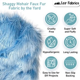 Ice Fabrics Faux Fur Fabric by The Yard - 60 Inches Wide Super Soft and Fluffy Shaggy Mohair Fur Fabric for Costumes, Apparel, Rugs, Pillows, Decorations and More - Baby Pink - Half Yard