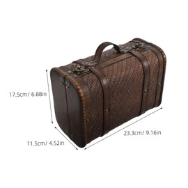 Levemolo Vintage Wooden Suitcase Storage Chest with Portable Handle Decorative Antique Style Keepsake Box for Jewelry Cards Travel Props and Home Retro Decor