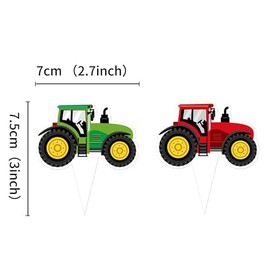 Blumomon 28 Pieces Tractor Cupcake Decoration Double-Sided Farmer Theme Cupcake Decoration Selected Father Birthday Baby Shower Tractor Theme Party Decoration Supplies