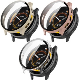FitTurn Screen Protector for Garmin Venu 3 Cases (Not for Venu 3S 41mm) Smartwatch Case Hard PC Case with Tempered Glass Scratched Full Cover Screen Protectors Intended for Venu 3 45mm (3pack-1)