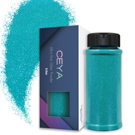 Ceya 3.5oz/ 100g Ultra Fine Glitter Powder Cyan Iridescent Glitter 1/128” 0.008” 0.2mm for Slime Epoxy Resin Craft Tumbler Jewelry Nail Art Festival Makeup Scrapbook Painting Wedding Cards