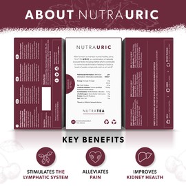 NUTRAURIC - Uric Acid Support - Containing Natural Cherry & Nettle - 120 Enveloped Tea Bags - by Nutra Tea - Herbal Tea - (6 Pack)
