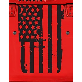 Tower Decals Silver American Flag Hood Blackout Vinyl Graphic Decal No Outline Fits Jeep Wrangler TJ LJ YJ 0034