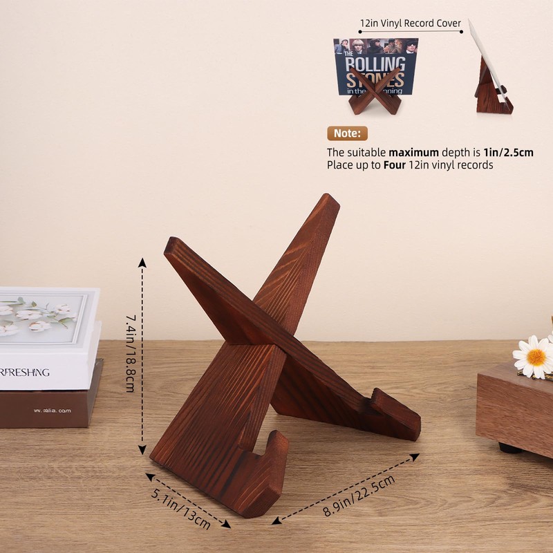 PUERSI Now Playing Vinyl Record Stand, Wooden Display Vinyl Holder