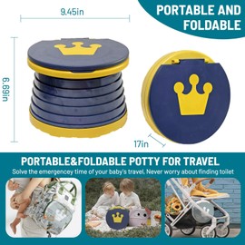 portable, foldable potty seat for toddler, Training Toilet Seat Emergency Toilet for Car, Camping, Outdoor, indoor (blue, small)