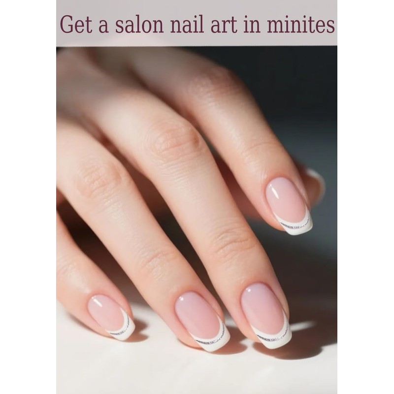 Semi Cured Gel Nail Strips, No LED Lamp Needed, French