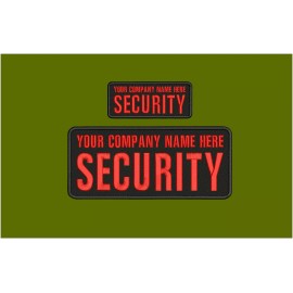 CUSTOM SECURITY EMBROIDERY PATCH 4X10 AND 2X5 HOOK ON BACK  BLK/RED