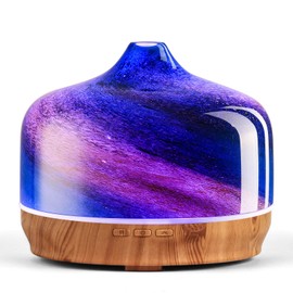 Porseme 500ml Glass Essential Oil Diffuser Aromatherapy Ultrasonic Cool Mist Humidifier 15-21 Running Hours Waterless Auto-Off Air Diffusers for Sleeping Yoga Office Working Spa and Rest (Galaxy)