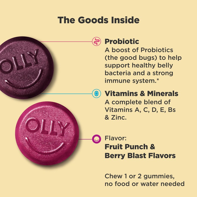 OLLY OLLY Kids Multivitamin + Probiotic and Sleep Gummies, 120