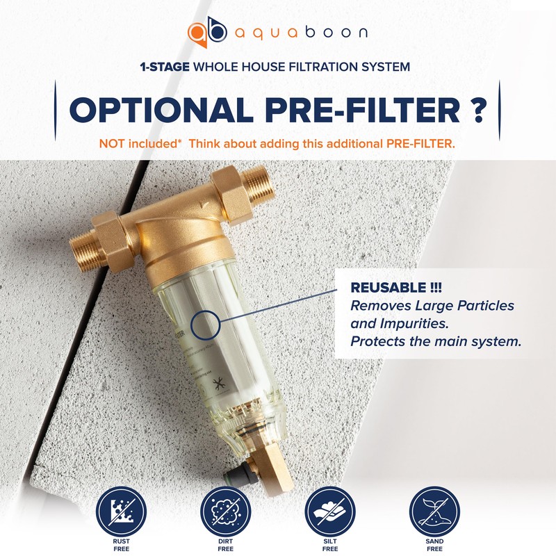 Aquaboon 20" x 4.5" Whole House Well Water Filter System
