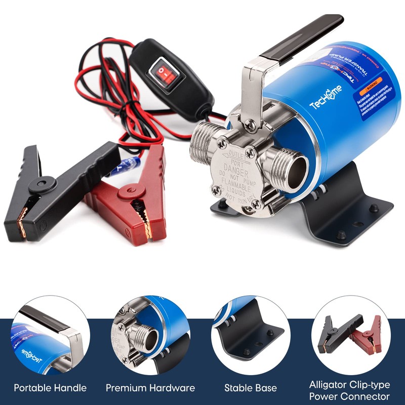 12V Portable Electric Utility Water Transfer Pump, with ON/OFF Switch