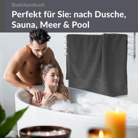 Lashuma Terry Towelling Bath Towel 100 x 150 cm, London Terry Towelling Bath Towel XXL Anthracite Grey