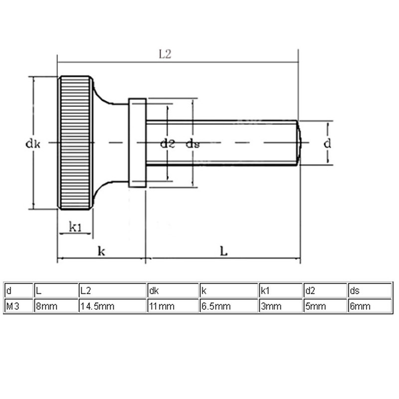 sourcing map Knurled Head Full Thread Knurled Screws Bolts Fasteners
