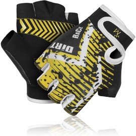 MARIB Cycling Gloves for Kids Half Finger Gloves for Children Bicycle Outdoor, Gym Gloves for Junior Toddler Boys Girls for Riding Biking Sports Gloves are Non-Slip, Youth Age 2-10 (Year 7-8, Yellow)
