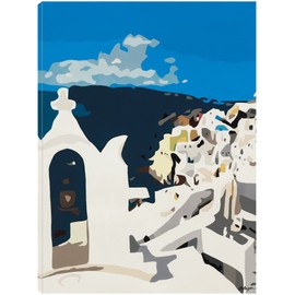 Fine Art Canvas Oia Vista Prima Canvas Wall Decor by Artist Bethann Lawson for Living Room, Bedroom, Bathroom, Kitchen, Office, Bar, Dining & Guest Room - Ready to Hang - 24 in x 32 in
