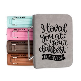 I Loved You At Your Darkest Romans 5:8 Faux Leather Bible Cover - #1996