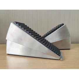 BINFEW 2 Pack Heavy Duty Metal Door Stop, Strongest Large Adjustable Spring Door Stopper Up to 3 inch Tall, Door Stoppers for Bottom of Door, Silver Rubber Door Wedge for Any Heavy Doors