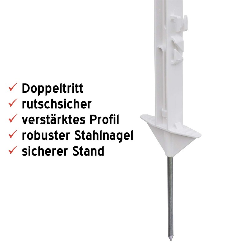 VOSS.farming 20 x Plastic Stakes, 74 cm, White Pasture Fence,