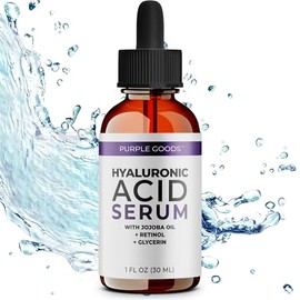 Suero de ácido hialurónico para el rostro antienvejecimiento, manchas oscuras, líneas finas y piel seca. Suero facial hidratante con aceite de jojoba 