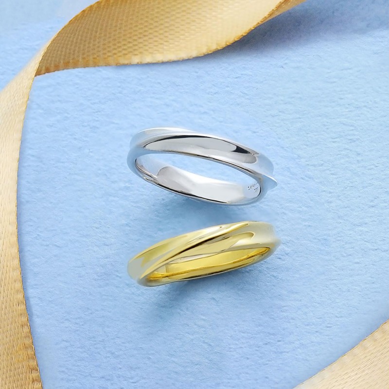 Lara Christie sv925 Women's Pinky Ring, 925 Silver, Yellow Gold,