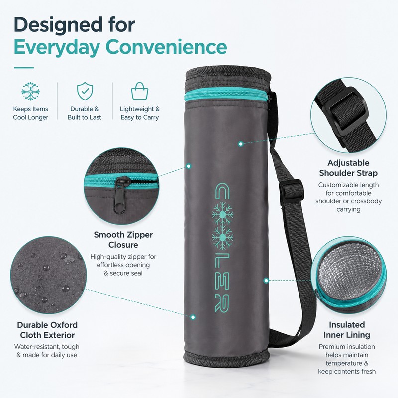 Portable Insulated Water Bottle Carrier Bag for Travel & Sports