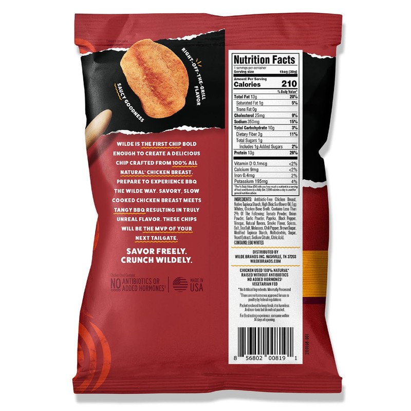WILDE Barbeque Protein Chips, Thin and Crispy, High Protein, Keto