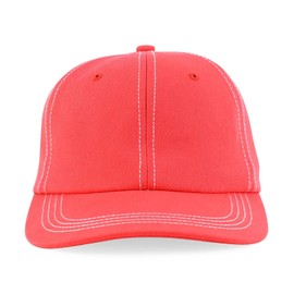 Trendy Apparel Shop XXL Oversize Unstructured Washed Cotton Ball Cap with White Stitching - Red