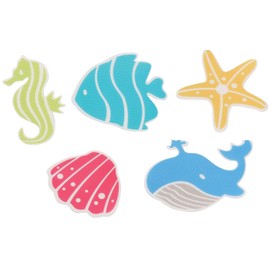 Spirella Shower Mat, Bath Mat, Non-Slip Pads, Sticker, Sea Creatures, Red, Pack of 5, Approx. 13 x 12.5 cm, Multi-Coloured, Large