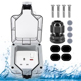 Zankeox Outdoor Waterproof Socket, IP66 Waterproof Outdoor Plug Socket with Independent Switches and Indicator Lights, Exterior Wall Garden 1 Gang Storm Switched Outside Power Socket