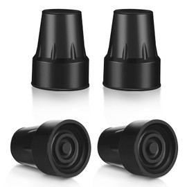 Gummifuß für Krücken Rutschfest, 4 Stück Gummifuß für Krücken 19mm, Krücken Gummi Dick und Abriebfest, Gehstock Gummipuffer, Krücken Zubehör (Schwarz)