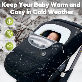 Mamatepe Winter Baby Car Seat Cover, Rain and Snow Repellent, Windproof Warm Fleece Breathable with U Shape Zipper for Newborn Car Seat, Universal for Infant Car Seat