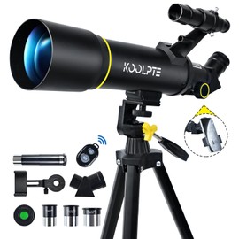 Telescope, 70mm Aperture 400mm AZ Mount Astronomical Refracting Telescopes (20x-200x) for Kids & Adults, Portable Travel with Tripod Phone Adapter, Remote Control, Easy to Use, Black