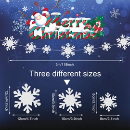 Christmas Snowflakes Garland, 5 x 3 m Winter Garland, Snowflakes, Christmas Garland Decoration, Christmas Decoration, Window Hanging for Winter Decoration, Christmas Party Decoration
