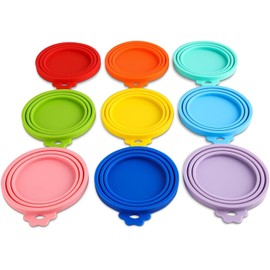 9 Pack Silicone Pet Food Can Lids, Leakproof Plastic Can Lids, Universal Dog & Cat Food Covers, Fits 3 to 13.2 oz Cans, Airtight, BPA-Free, Dishwasher Safe, Reusable