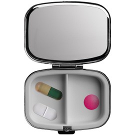 Reflects Pill Box with Two Separate Compartments, Hinged Lid, Firm Closure