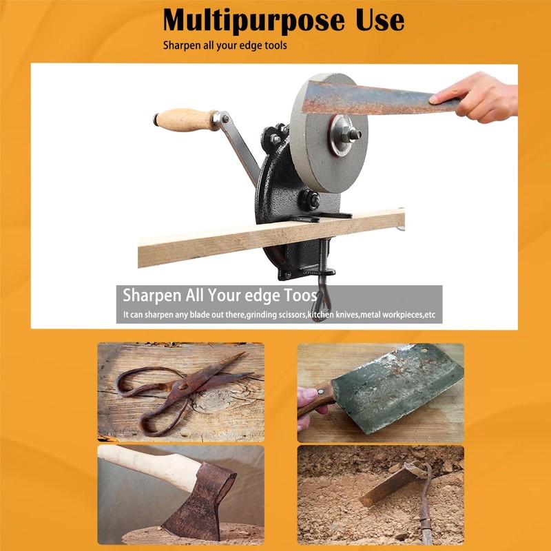 ECUTEE Hand-cranking Knife Sharpener for Hunting, Heavy Duty Knife Sharpener