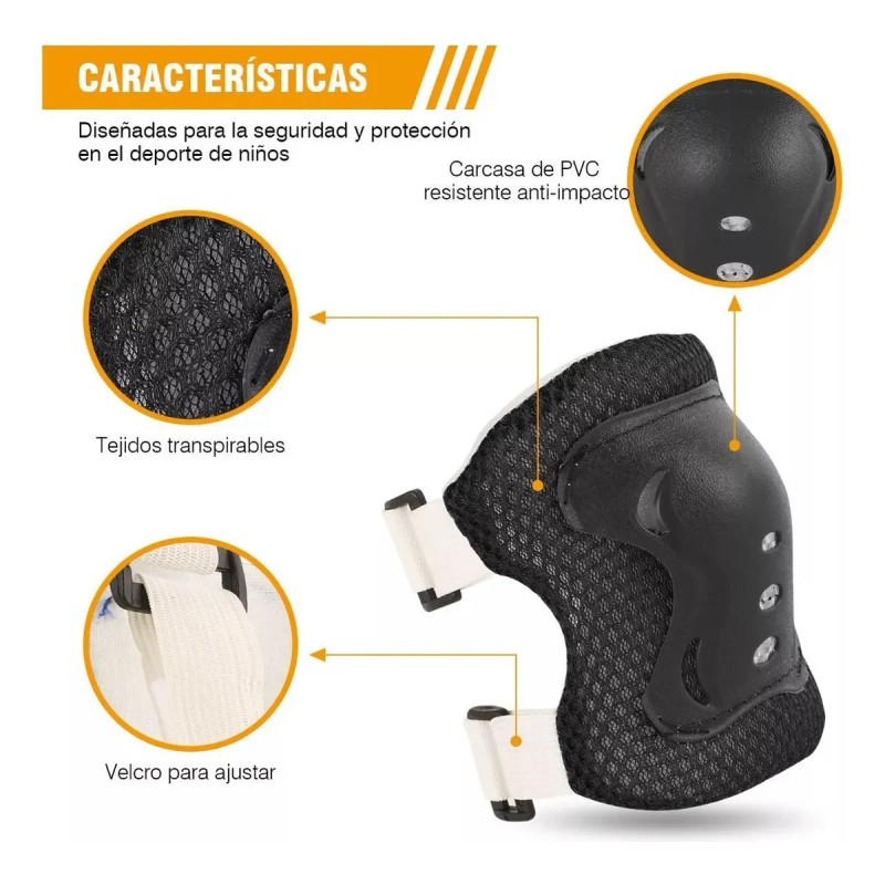 7pzas Kit De Proteccion Rodilla Codo Mano Patinaje Para Niño